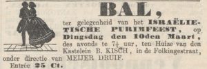 Advertentie Bal 1857